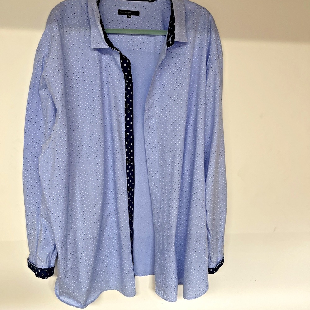 28 Degrees Dress Shirt Long Sleeve Button Up Men's 3XLT Periwinkle Blue 💯Cotton